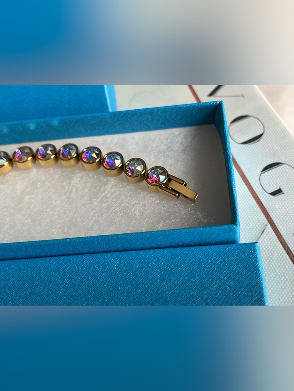 Touchstone Crystal Golden Aurora Borealis Crystal Ice Bracelet - Picture 12 of 12
